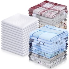 36 Pieces Men's Handkerchiefs 16 Inches 100 Soft Cotton Handkerchief with 12...