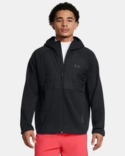 Under Armour XL Men's ColdGear Hooded Full Zip Swacket Athletic Jacket Black EUC