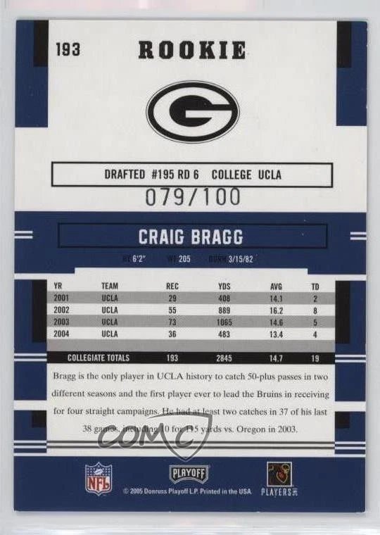 2005 Playoff Prestige Rookie Xtra Points Purple /100 Craig Bragg #193 Rookie RC - Image 2 of 2