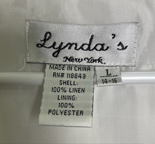Lynda’s New York 100% Leinen Bluse Blumenverzierungen Gr. Large bestickt - Bild 5 von 7