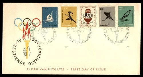 Mayfairstamps Netherlands FDC 1956 Olympic Sports Rings and Flame First Day Cove