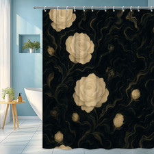 Stylish Black Floral Shower Curtain for Bathroom Decor