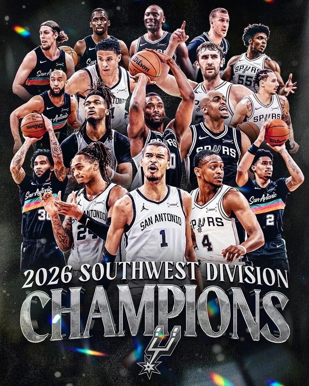 San Antonio Spurs NBA 2026 South west Division Champions Poster