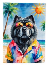 Caroline's Treasures Black Chow Chow Summer Beach Time Garden Flag DAC8269GF