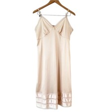VTG 70's SEARS Silky Champagne Full Slip Nightie Sz 36 Anti-Cling Coquette