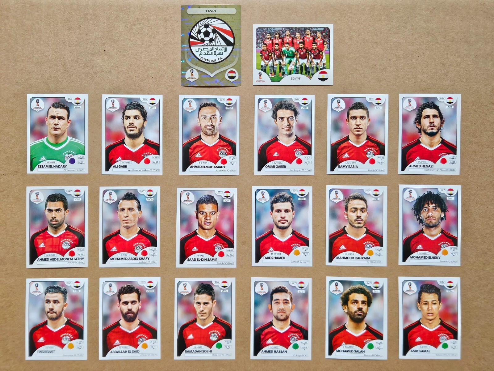 Panini World Cup 2018 Russia Stickers - Egypt Complete Team