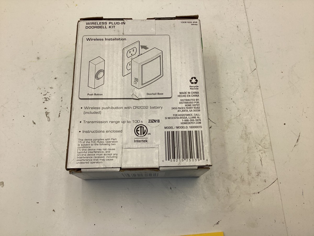 QTY 1) DEFIANT WIRELESS PLUG IN DOORBELL 1108 626 458 WHITE - FAST  