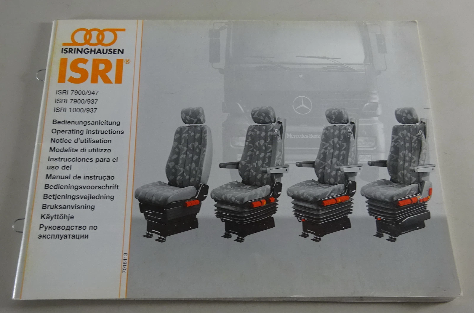 Operating Manual Truck Seat Isringhausen ISRI for Mercedes Benz As Of 07/1997