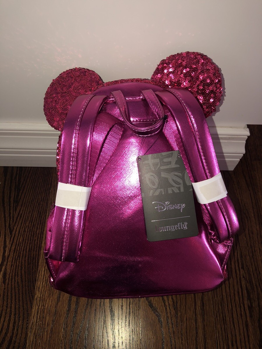 Loungefly Disney Minnie Mouse Sequin Magenta Mini Backpack 