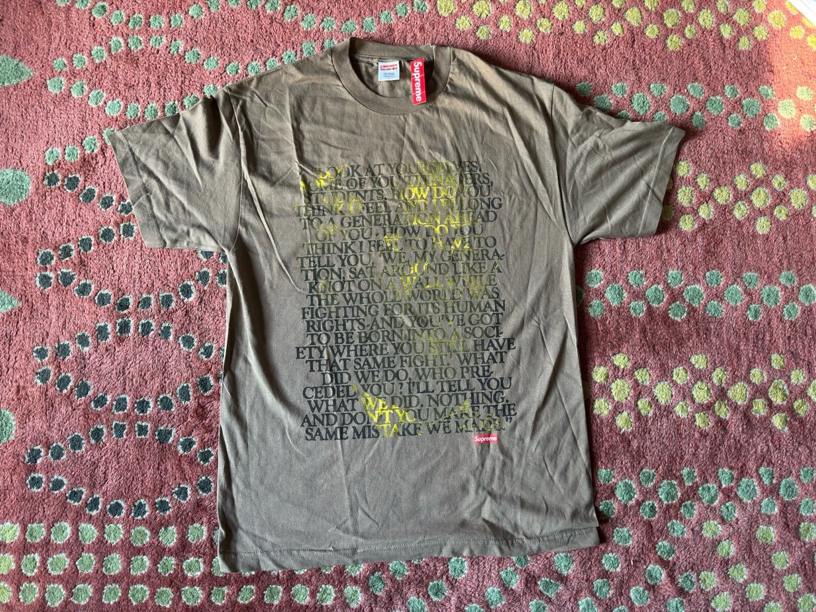 SUPREME MALCOLM X TEE MARRON TAILLE GRAND SS07 SUPER RARE GRAAL !!! Deadstock Neuf !!