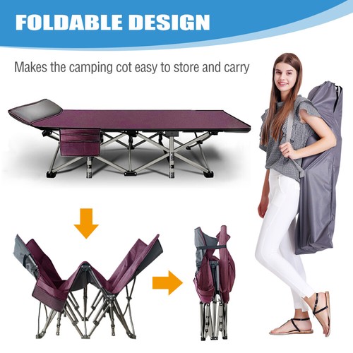 NAIZEA Folding Camping Cot Military Cots Sleeping Bed With Mattress & Carry Bag - Picture 9 of 13