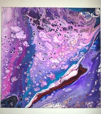 Wall Art Abstract Contemporary Modern  Art Painting 14x14 Canvas Resin Glitter