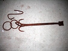 ANTICA CATENA CAMINO PAIOLO IN FERRO BATTUTO CON 3 ANELLI LUNGHEZZA cm.65