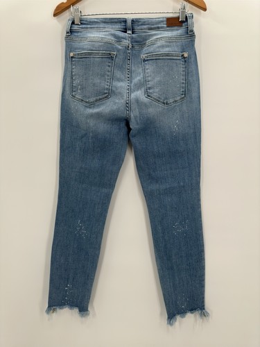 Judy Blue Skinny Fit Jeans Women’s Size 9/29 Raw Hem Bleach Splatter JB82373LT - Picture 3 of 6