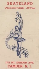 1930's-50's Skateland Roller Rinks Camden N.J. Skating Rink Label Vintage B6