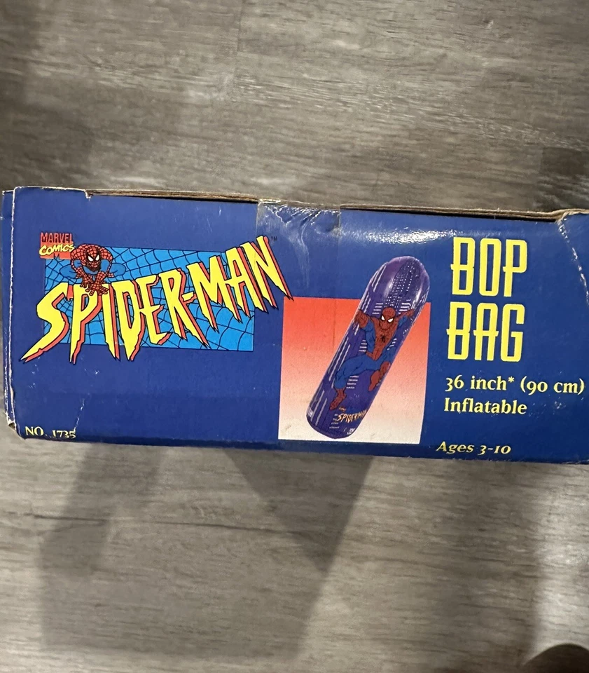 Bolso inflable vintage 1995 Marvel Spider-Man Bop nuevo en caja Foto 3 de 3