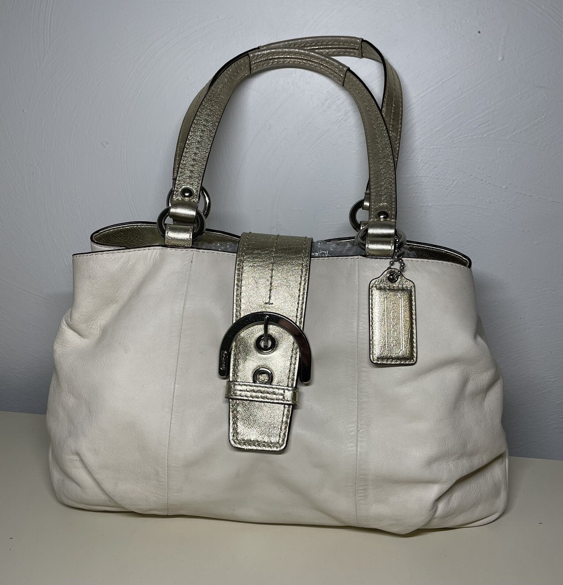 セール【COACHブティック】 Soho フラップバッグ CY915 Coach Purse F18751 Soho East West Cream Off White Leather