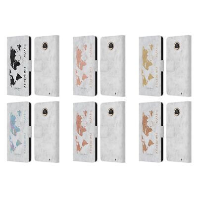 NATURE MAGICK ADVENTURE AWAITS MAP ON MARBLE LEATHER BOOK CASE MOTOROLA PHONES