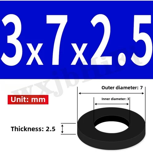 3mm0.12" ID x 7mm0.28" OD x 2.5mm0.10" Thick Rubber Flat Washers Spacers Sealing