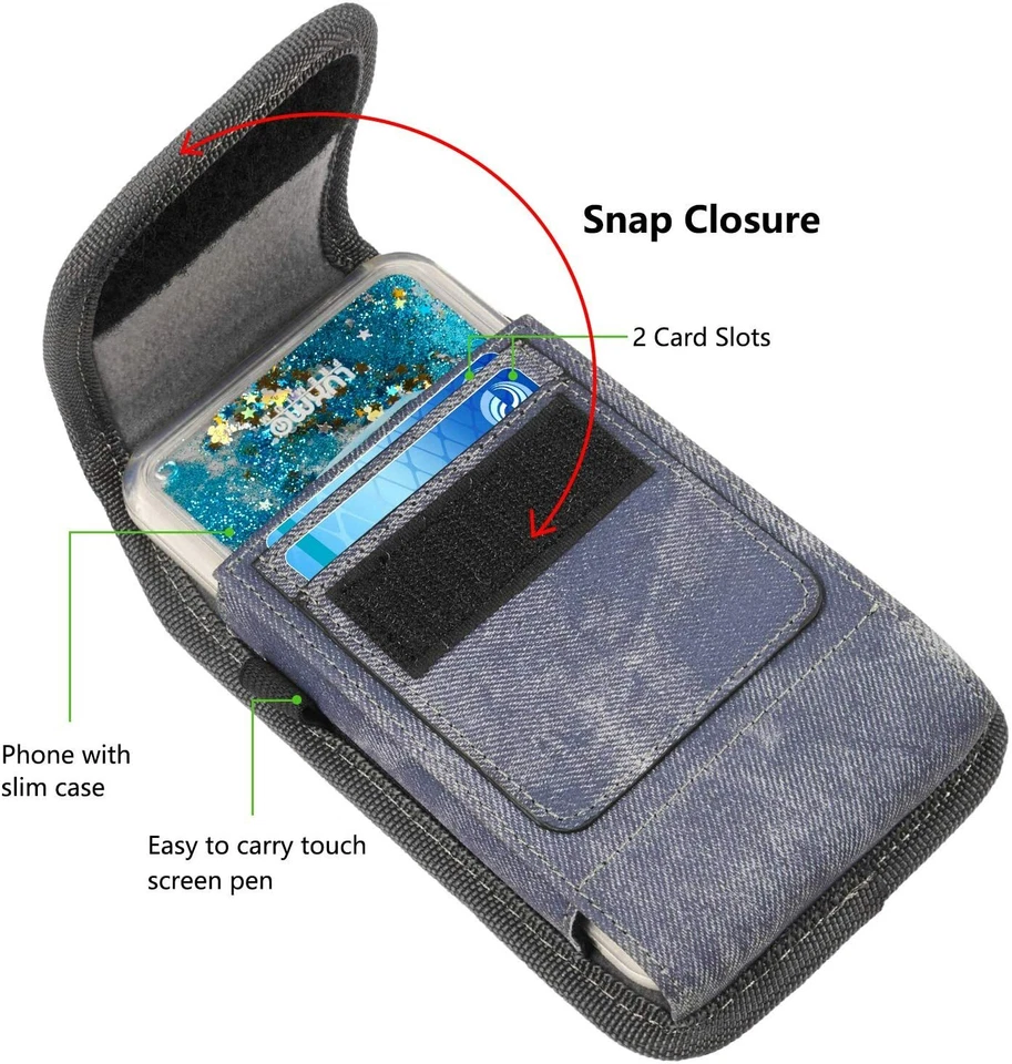 Funda de cinturón vertical funda de teléfono bolsa de transporte resistente con clip para cinturón anillo de lazo Foto 2 de 4