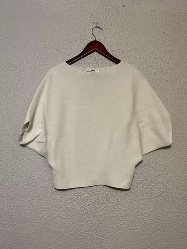 Women’s Uniqlo 3D Knit Cotton Dolman 3/4 Sleeve Sweater Size XS