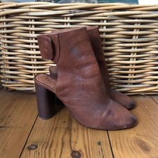 Topshop Stiefeletten Leder braun UK 3 EU 36 Blockabsatz Riemchenabsatz