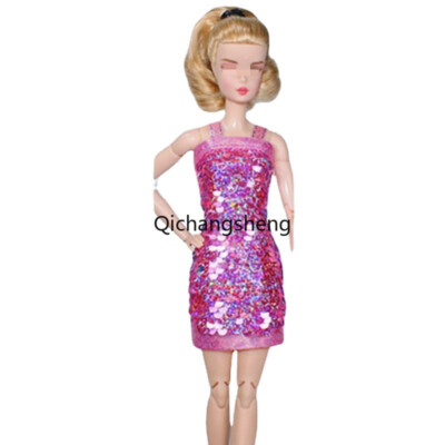 Hot Pink Sequin Dress Doll Clothes Princess Gown Outfits