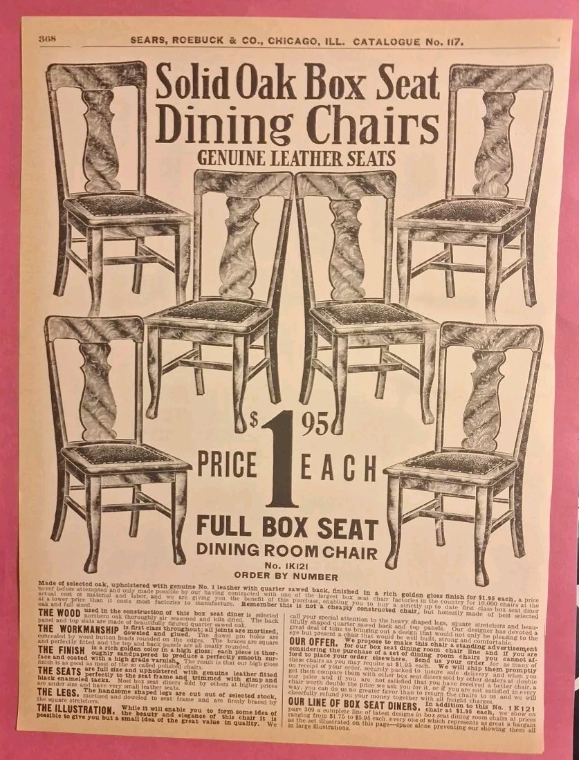 Wooden Dining Chairs 1908 Sears Roebuck Vintage