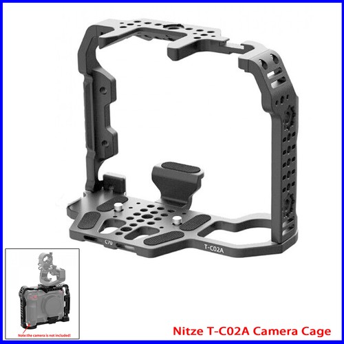 Nitze Jaula C70 para cámara Canon EOS C70 con abrazadera de cable HDMI, soporte de adaptador de lente integrado y riel OTAN - T-C02B