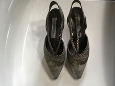 Silver Point Toe Slingback Retro Glam Kitten Heel, Via Spiga Italy Size 7.5