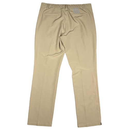 Adidas 3 Stripe Performance Golf Pants Mens Sz 38x33 Beige Polyester Stretch