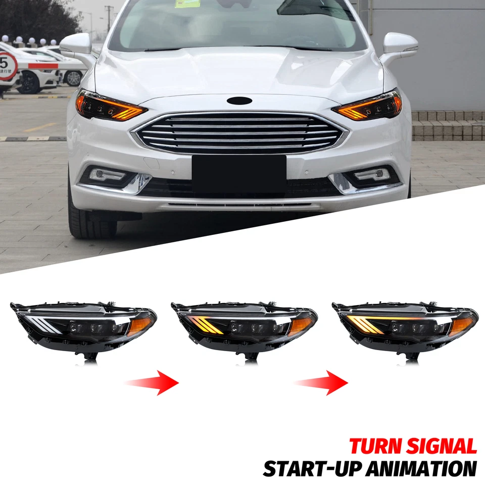 Пара последовательных светодиодных передних фар для Ford Fusion S SE 2017-2020 Mondeo - Изображение 3 из 4
