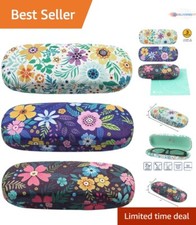 3 Pack Hard Clamshell Eyeglass Case Floral Pattern with Microfiber Cloth Gift...