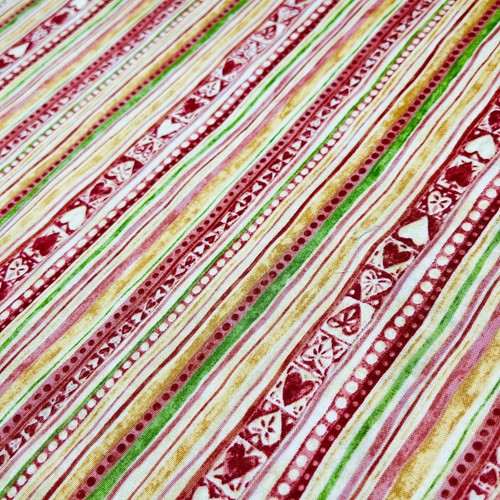 Love Is Heart Striped Fabric by Nancy Halvorsen 3733 Benartex 1 YARD 100% Cotton - Picture 8 of 9