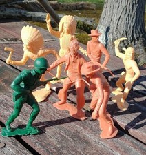 Lot of 7 Louis Marx 6" Cowboy Indian Soldier Toy Figures