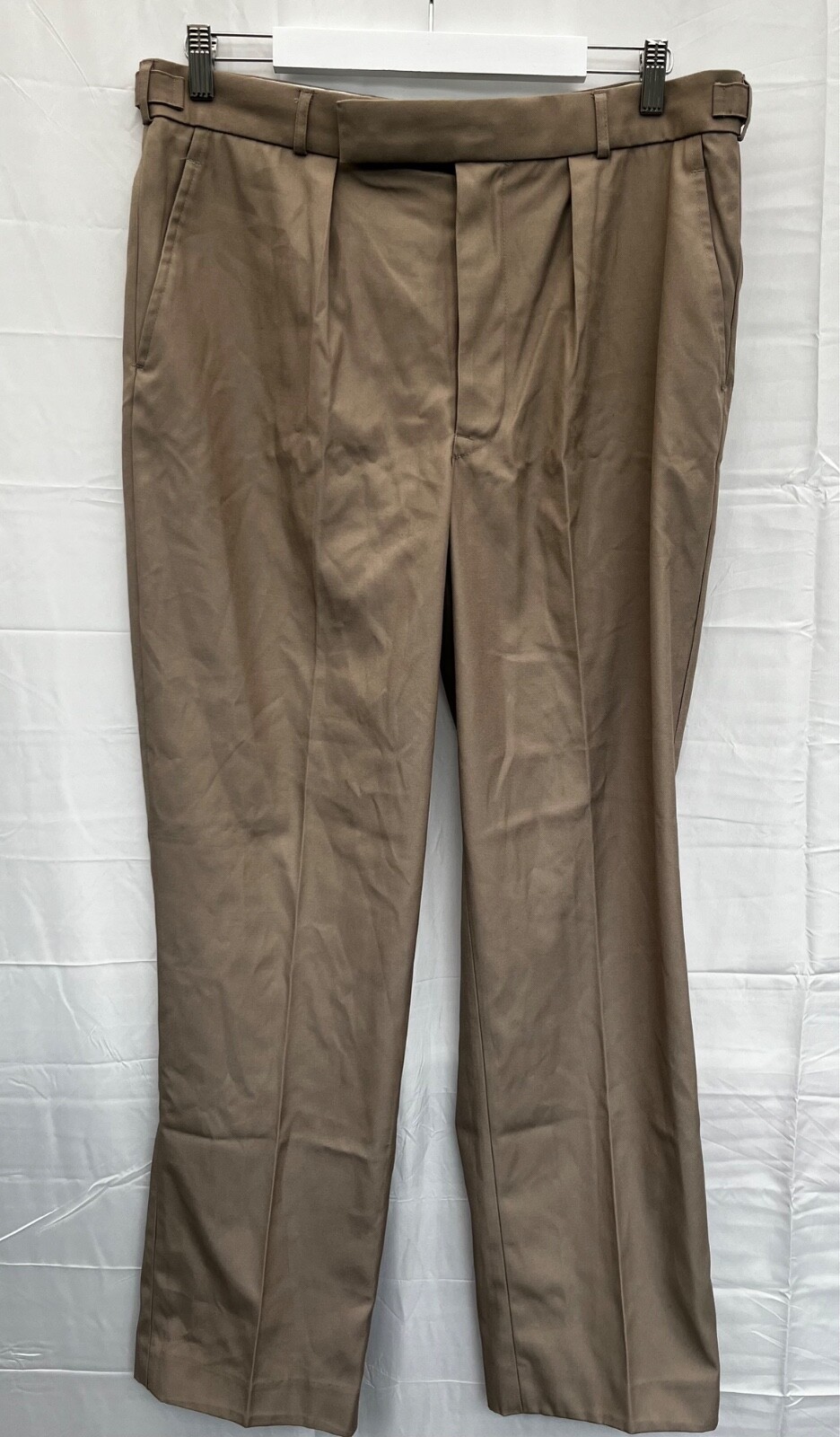 Beige straight fit mens dress pants W36 L31 polyester blend trousers