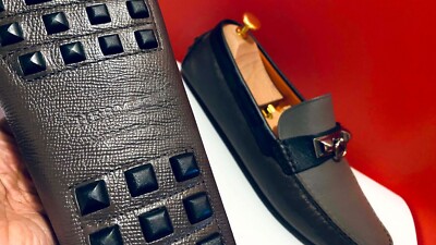 $1289.00!! HERMES MEN BLACK & BROWN LUXURY IRVING LOAFERS SHOES