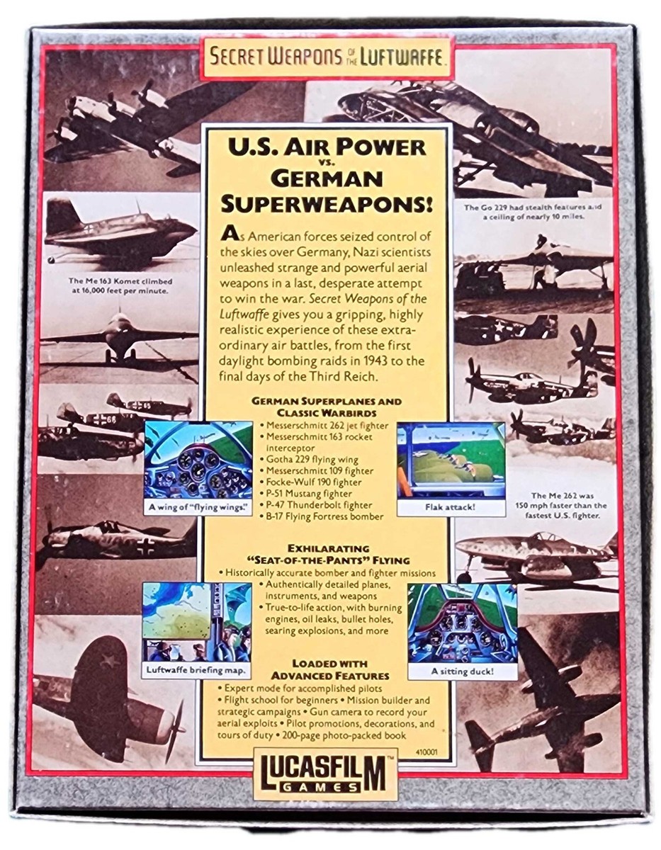 Lucasfilm Games SECRETS WEAPONS OF THE LUFTWAFFE vintage software