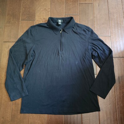 Calvin Klein Men's Long Sleeve Quarter Zip Polo Shirt Size Large (Minor  Stains)