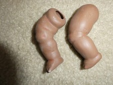 Set of Vintage 1970s Porcelain Black Baby Girl Doll Legs 3 1/2" Long