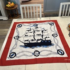 Vintage Scarf Travel Sitmar Cruise Lines Nautical Ship Print 30" Square