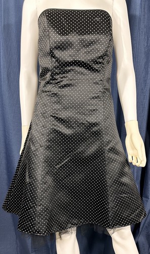 Jessica McClintock Medium anni 50 retrò mini abito tull nero a pois vita 30” - Foto 7 di 17