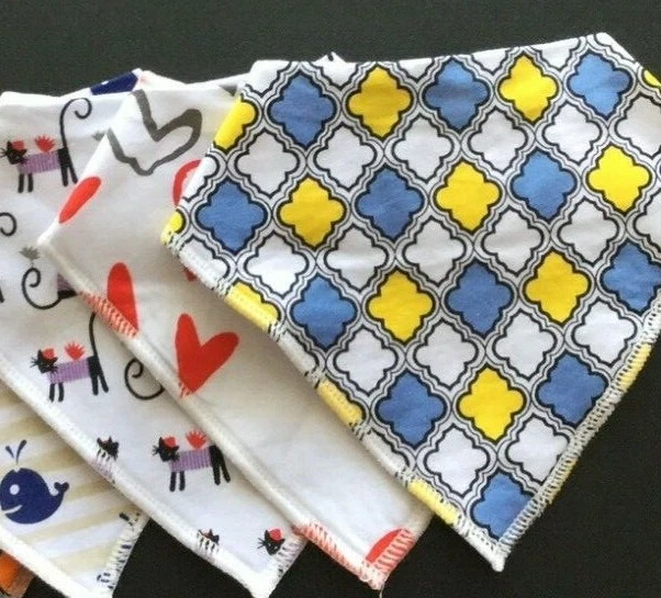 Baby Bandana Drool Bibs Teething Infants Toddlers Set of 5 DOGS FOXES NEW  - Image 3 of 4