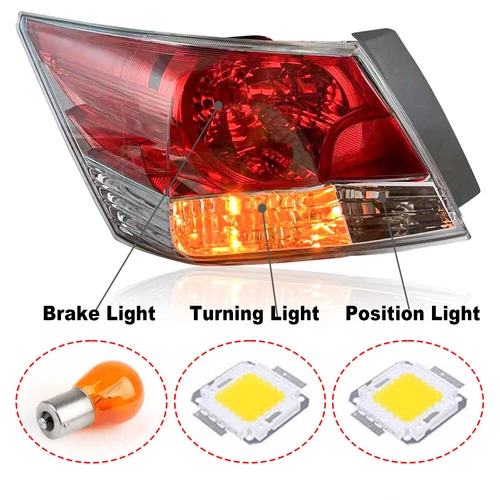 Fit 2008-2012 Honda Accord Sedan Rear Tail Light Halogen Lamp Driver Side - Picture 7 of 18