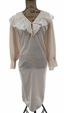 Natori Nightgown Delicate Orange Womens L Floral Aplique Flutter Sleeve Pullover