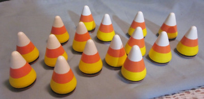 16 Candy Corn-Shaped Rubber Stamps w/Halloween Images