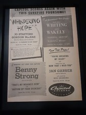 Benny Strong Jo Stafford Jan Garber Rare Original 1949 Promo Poster Ad Framed