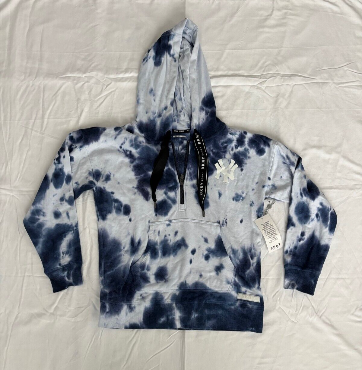 DKNY Womens Yankees Tie-Dye Oversized Half-Zip Pullover Size S K30