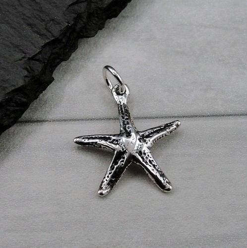 925 Sterling Silver Starfish Charm - Ocean Beach Charm - Nautical Ocean Jewelry - Picture 2 of 2
