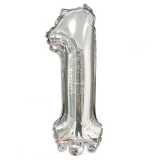 3 Palloncini Mylar decorazione feste compleanno party  3 x Numero 1, Argento ...